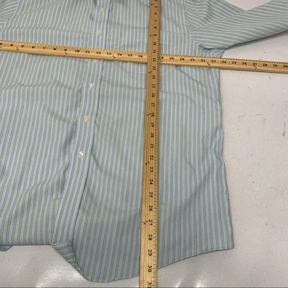 Brooks Brothers Shirt Lot Men 16 Non Iron Blue Stripe Check All Cotton Classic - Picture 11 of 11